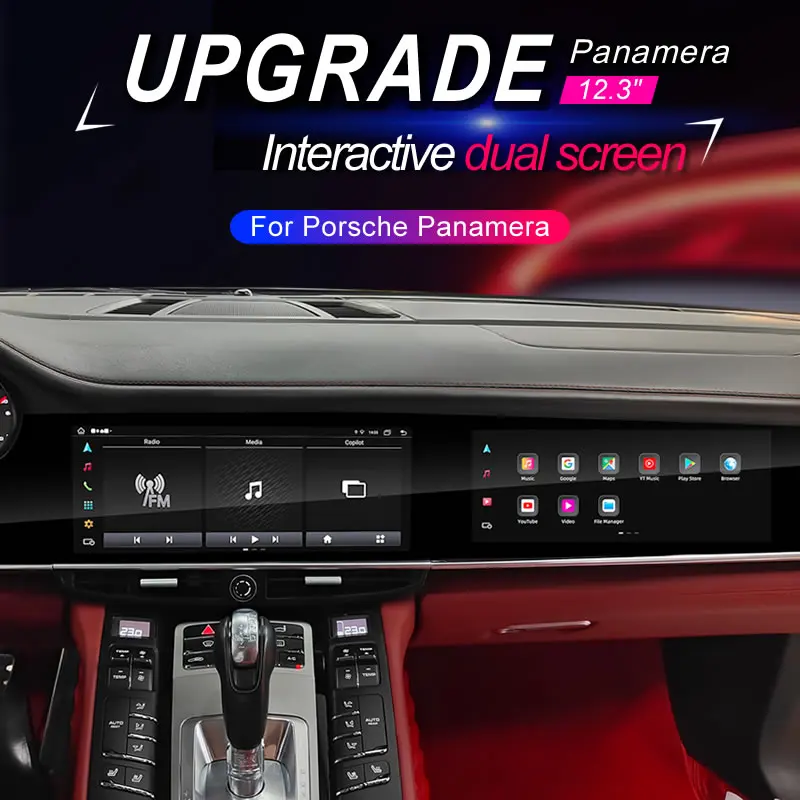 

12.3 inch+11 inch Android Interactive Dual Screen Car Radio For Porsche Panamera 970 Carplay Navigation Multimedia Video Player