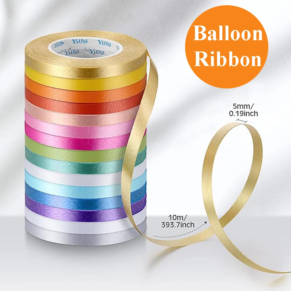 Balloon Ribbon 10Metaer/Rolls 5mm Multicolour Birthday Wedding Accessories Crafts Ballons Chain Satin Gifts DIY Party Decoration