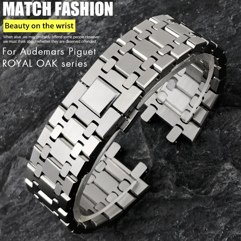 26mm 21mm 316L Stainless Steel Watchband for Audemars AP 15400ST Piguet Royal Oak Silver Solid Watch Strap