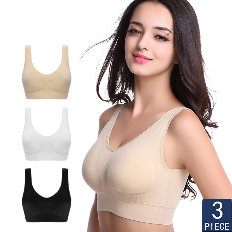 

3pcs/Set Sexy plus Size Seamless Wireless Comfortable Women's Bra No Pad Active Bralette Set Underwear Brassiere Bra