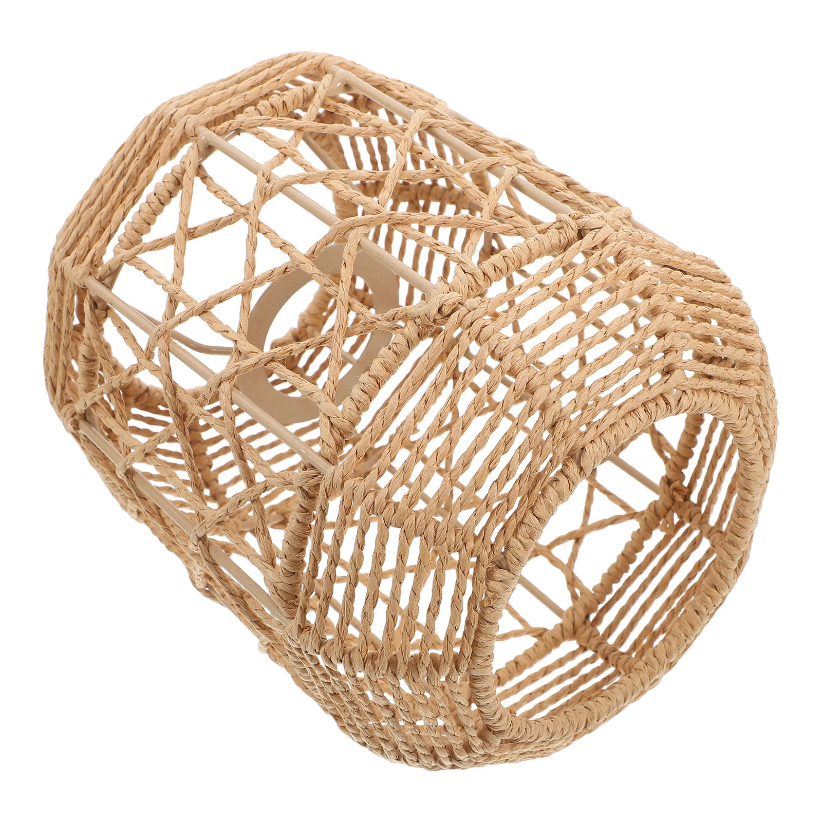 

Rustic Imitation Rattan Pendant Lamp Paper Rope Woven Lampshade for Dining Room Tea House Chandelier Replacement Light Shade