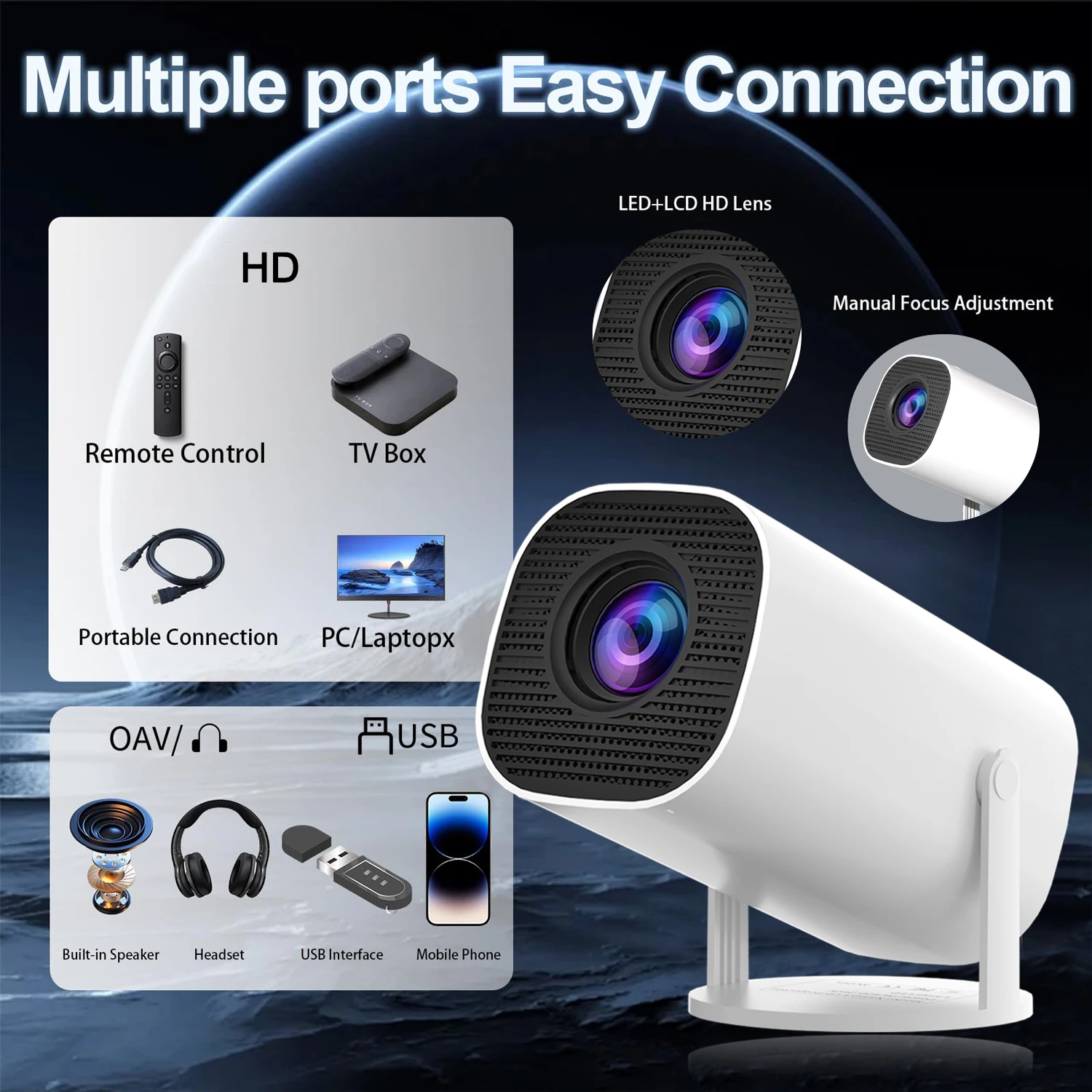 Mini proyector Android con alta resolución, WiFi y Bluetooth, AirPlay - imagen 5