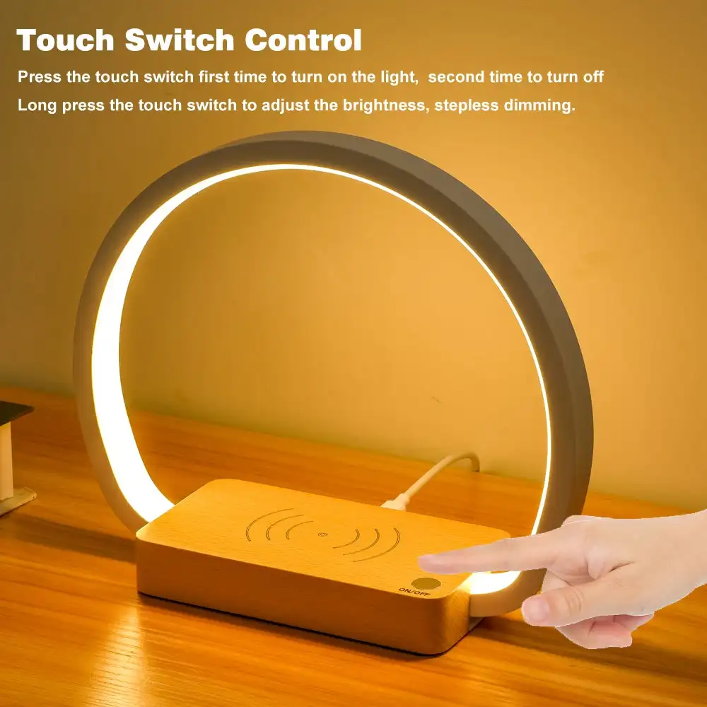 LED Touch Control Night Light Wireless Charger Bedside Lamp Bedroom Living Room Read Room Lights Decor Eye Protection Desk Lamp