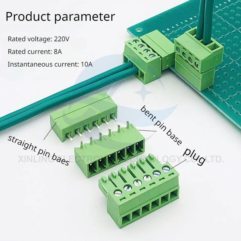 15EDG-3.81 Plug-in terminal Copper 2 to 24P pitch 3.81MM connector Straight/bent pin pcb welding terminals