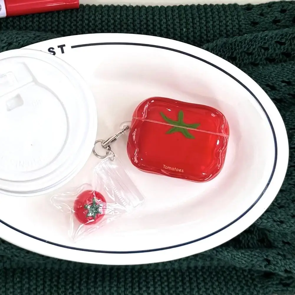 حافظة طماطم شبه شفافة إبداعية لأجهزة Airpods الجيل الرابع سماعة رأس بخاصية البلوتوث غطاء الجيل الثاني والثالث