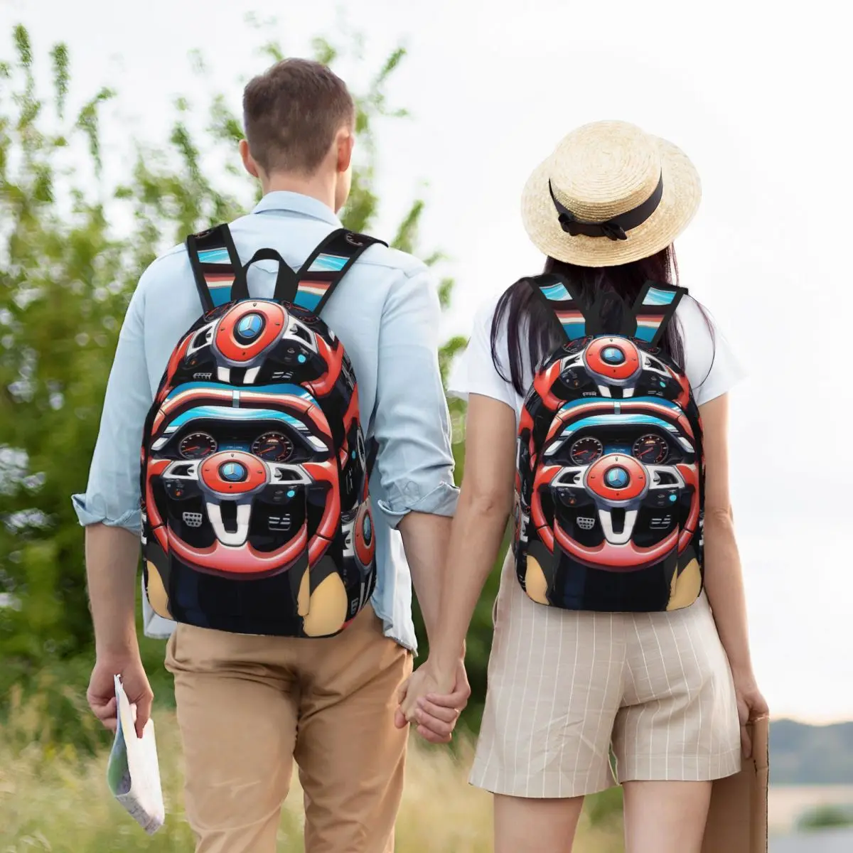 

Steering Wheel Backpack Student Boys Girls BookBag Children School Bag Computer Shoulder Bags for Men Women