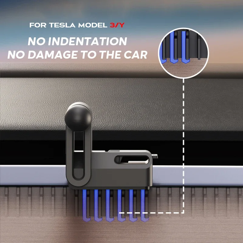 Soporte de energía Solar para Panel de salpicadero, Base de teléfono para Tesla Model 3 Y, modelo de 17mm, 6 garras, 4,0-7,2 pulgadas