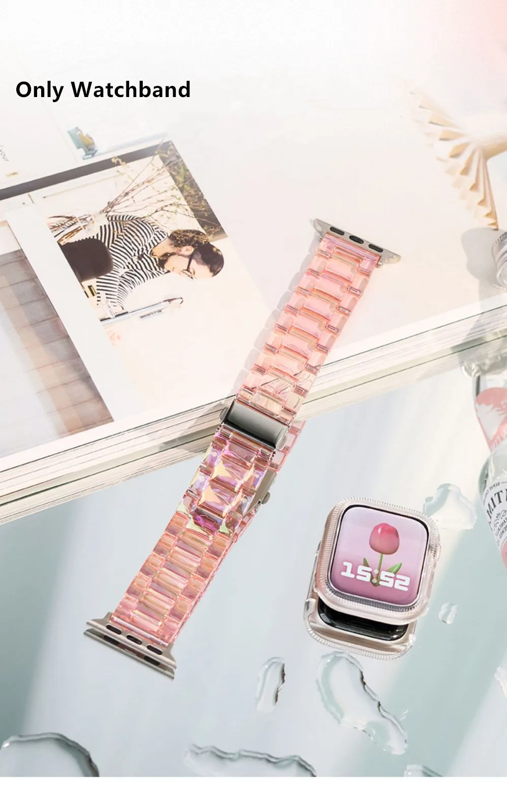 Transparentes Armband für Apple Watch 44mm 45 46 49 38 40 41 42mm Buntes Armband für iWatch Series 12 11 10 9 8 7 6 5 4 SE – Detail 23