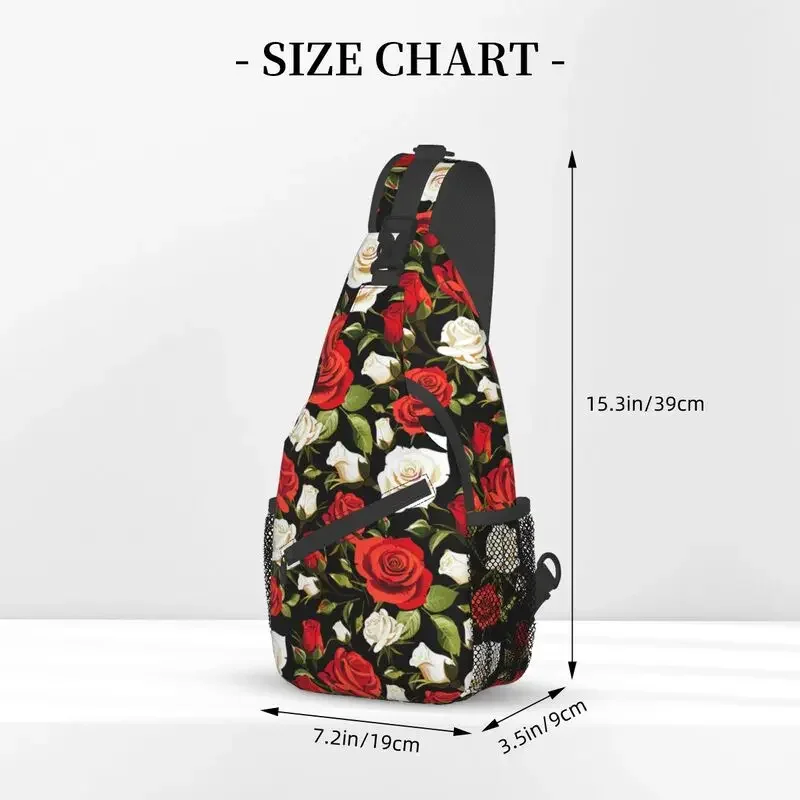 Beautiful Roses Pattern Sling Chest Bag Customized Floral Flower Shoulder Crossbody Backpack for Men Traveling Daypack