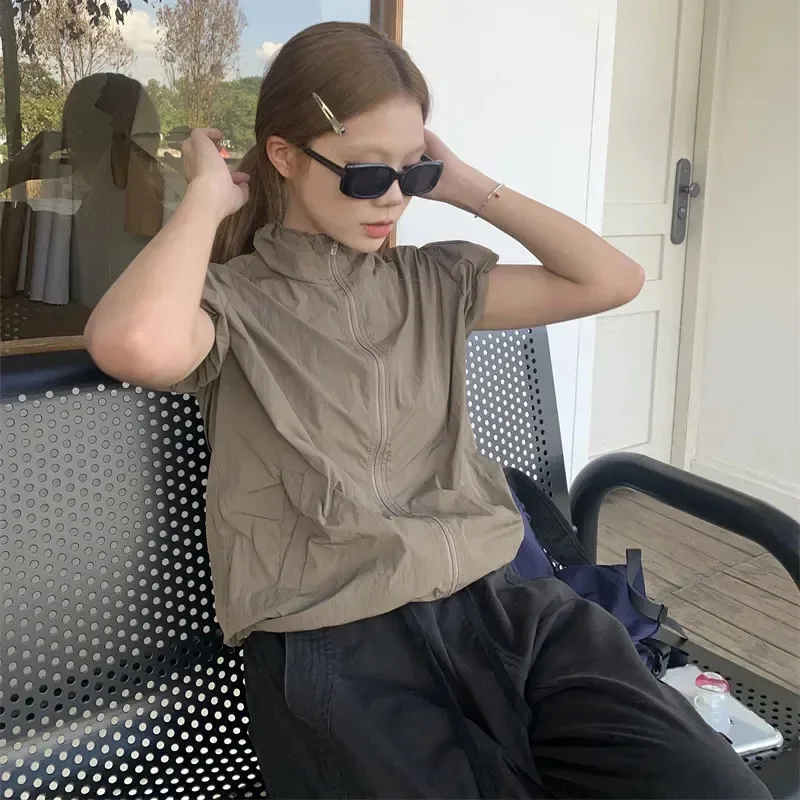 

American Vintage Sports s Women Mountaineer Short Sleeve Sun-proof Coat Female Summer Thin Zipper Quick Drying