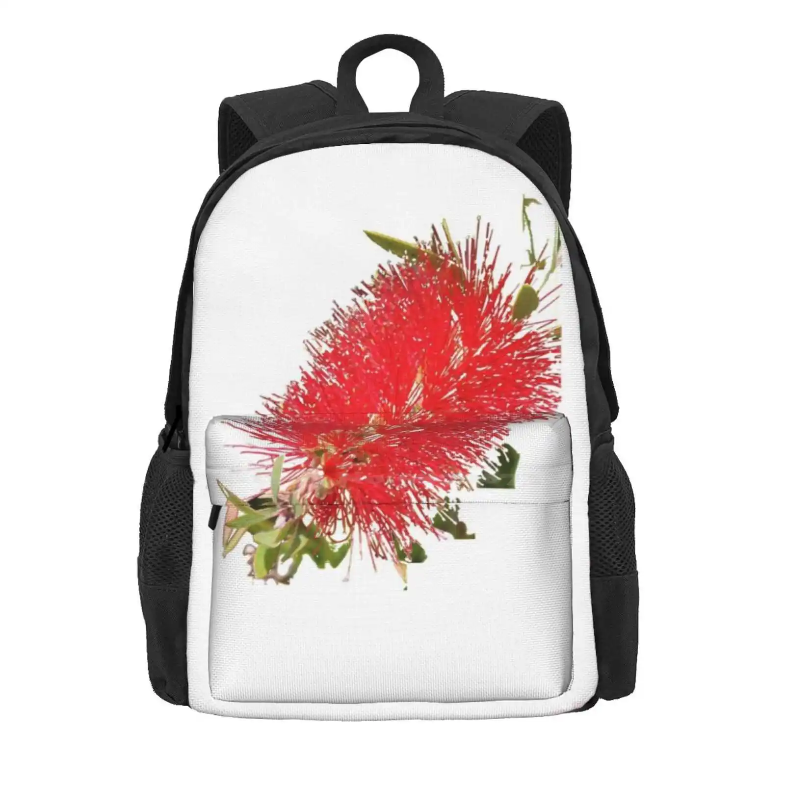 Bottlebrush Hot Sale Schoolbag Backpack Fashion Bags Bottlebrush Australian Native Wildflower Flowers Floral Green Nature Boho