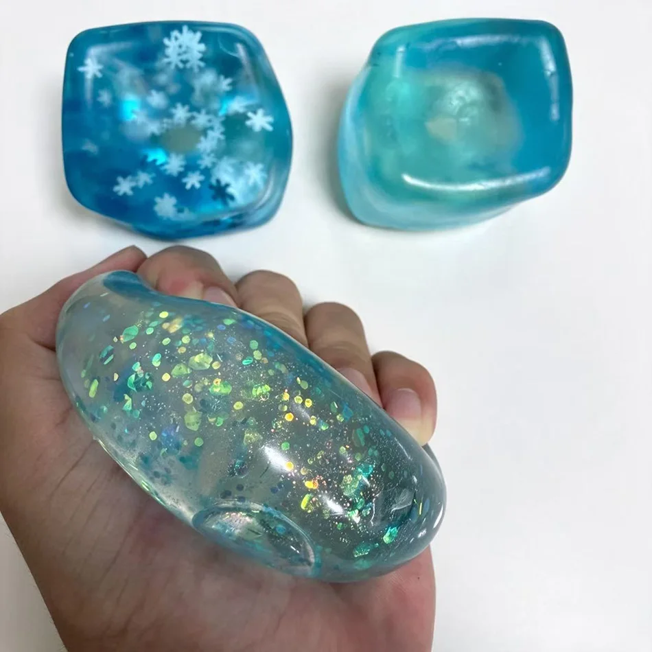 Maltose Ice Cube Squishy Toy, Transparent Slow Rebound Moldable Squeeze Cube, Stress Relief Hand Sensory Fidget Toy