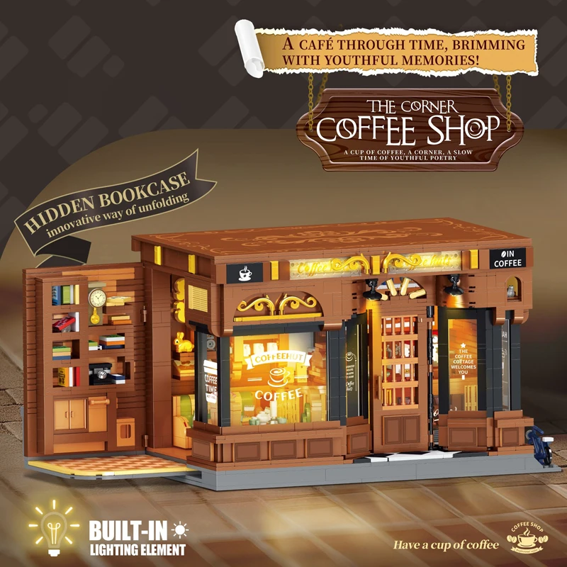 مقهى البيت وحدات المباني كتل مدينة عرض الشارع شقة مخزن العمارة الطوب أطقم منمذجة الكبار طفل هدية 1904 قطعة #1