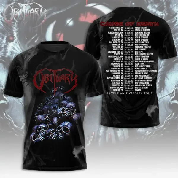 Classic Rock Obituary Album 3D Print T-shirt Summer Unisex Streetwear Men Women Hip Hop Trend Short Sleeve Tee Oversized Y2k Top
