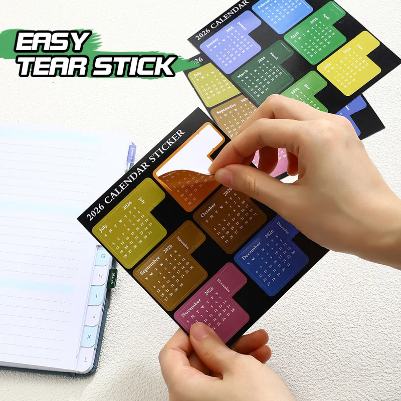 2026 Calendar Stickers DIY Colorful Index Stickers Schedule Agenda Notebook Label Tags Adhesive Journal Planner Index Bookmarks