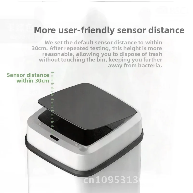 

Intelligent Induction Trash Can with Lid Electric Classification Black & White Color Matching for Kitchen Living Room Toilet