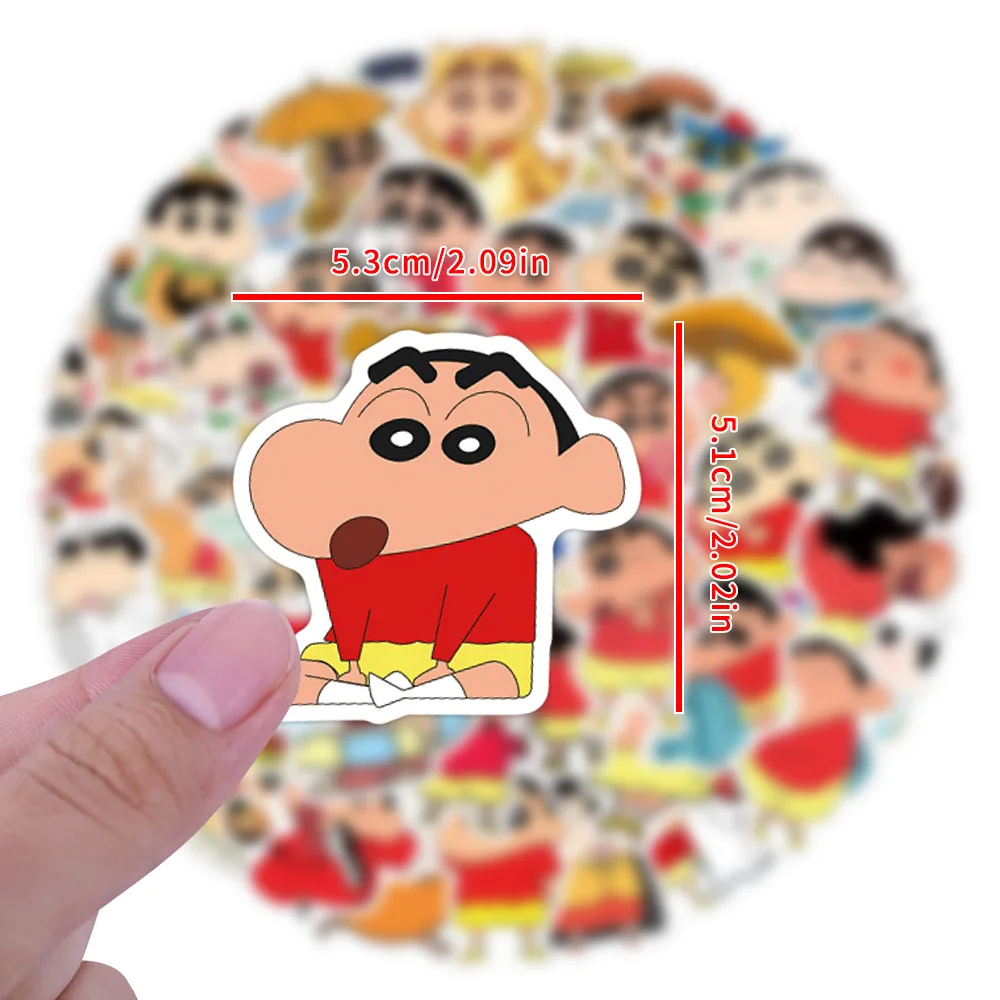 New 60pcs Shinchan Stickers Cute Cartoon Doodle Decals for DIY Crafts Fridge Laptop Skateboard Decoration