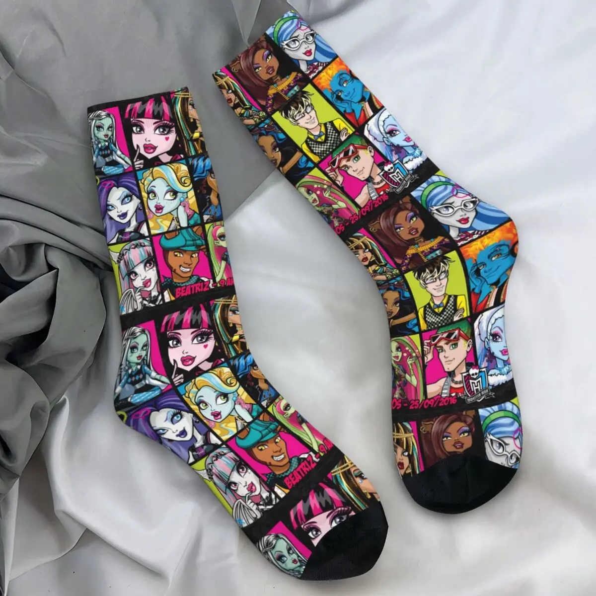 Monster High Dolls Collages Socks Autumn Stockings Casual Men Breathable Socks Graphic Running Sports Anti-Slip Socks