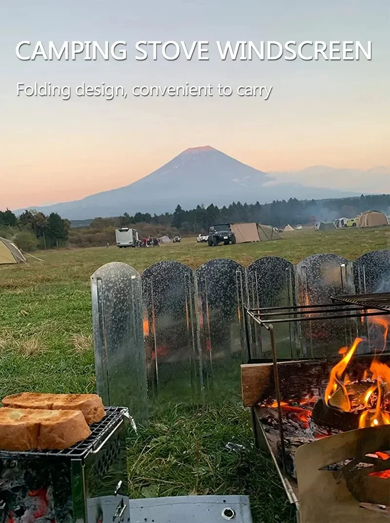 

Уличная Складная плита для кемпинга, Складная портативная плита для кемпинга на ветровом стекле, ветрозащитный экран, 8 тарелок
