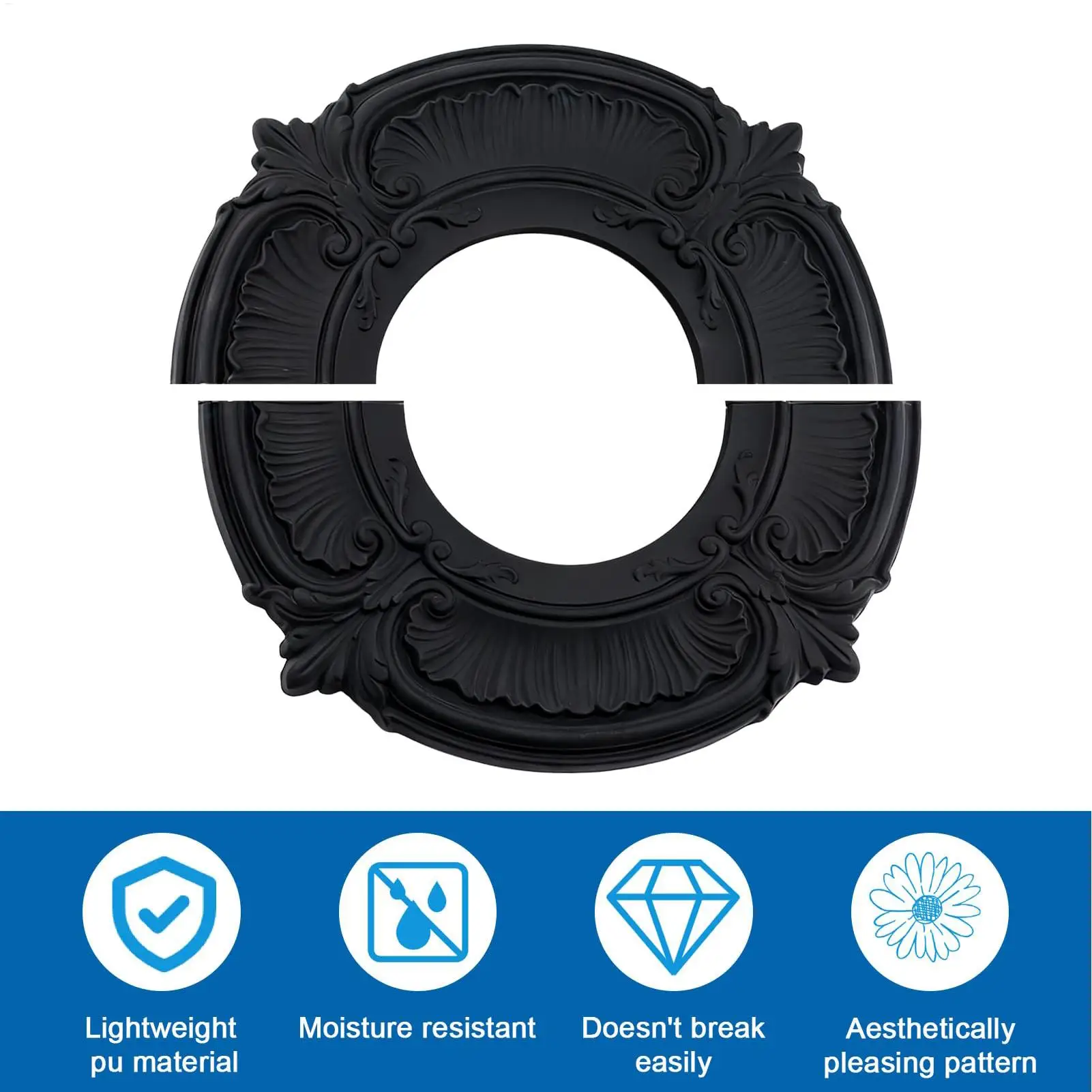 Black Split Ceiling Light Medallion Fan Panel Decor Cover for Living Room Bedroom Kitchen Entryway Apartment Dorm Indoor Home view 6