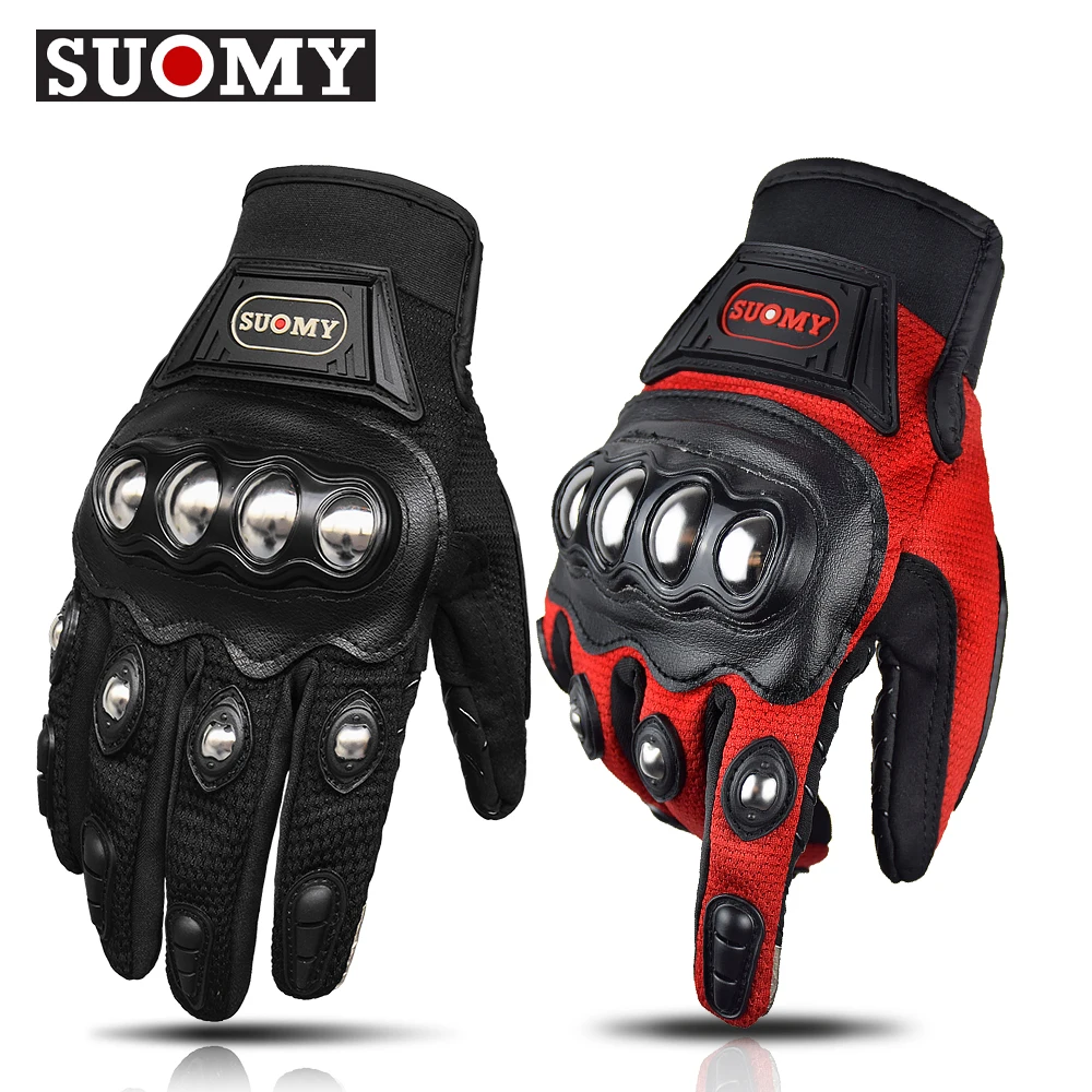 

SUOMY черные, красные мотоциклетные перчатки, дышащие защитные мотоциклетные перчатки из нержавеющей стали, амортизирующие, защита от падения для байкеров MX