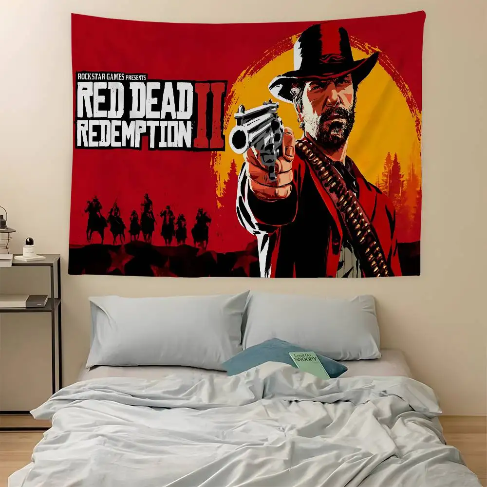 ألعاب Red Cool Dead R-Redemptions نسيج فني مطبوع ياباني قماش مزخرف جداري أنيمي ديكور منزلي للتعليق على الحائط