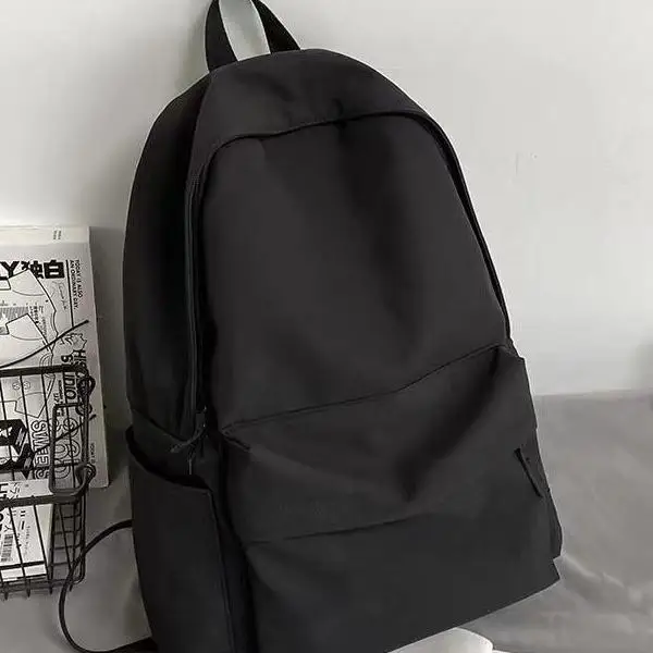 Large Capacity Pure Color Backpack for Middle And High School Students Fashionable Simple Design Women's Double Shoulder Bag