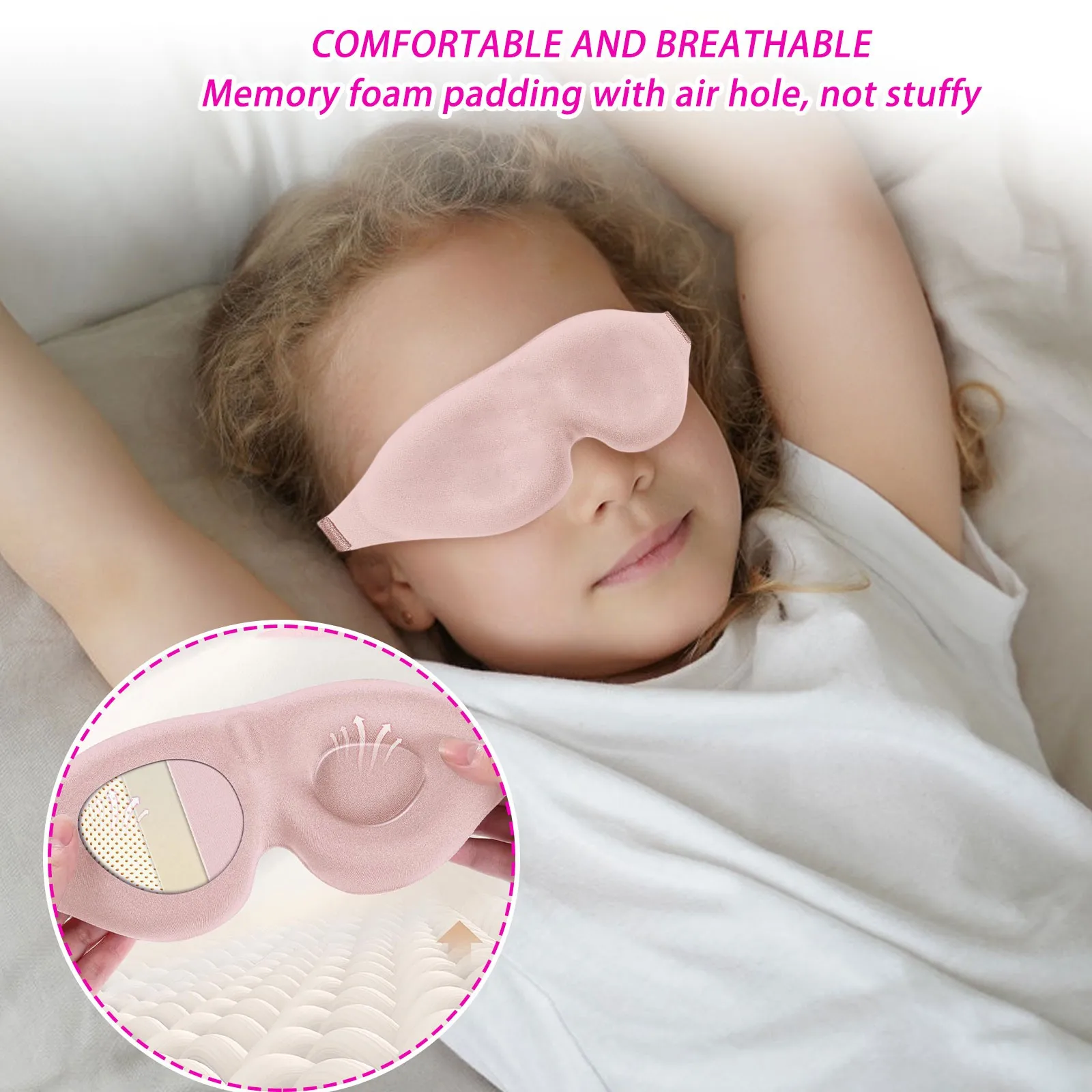 قناع عين ثلاثي الأبعاد - قناع نوم قابل للتعديل للرجال والنساء، خالي من الضغط على العينين، قناع عين للنوم قابل للتنفس والخفيف