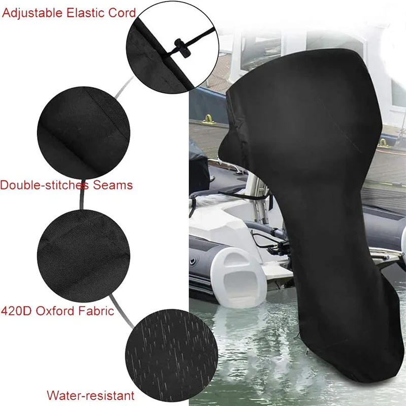 Waterproof Boat Motor Cover UV-Proof Full Outboard  Fade Crack Resistant Heavy-Duty 600D Yacht Marine Engine  Protector Canvas