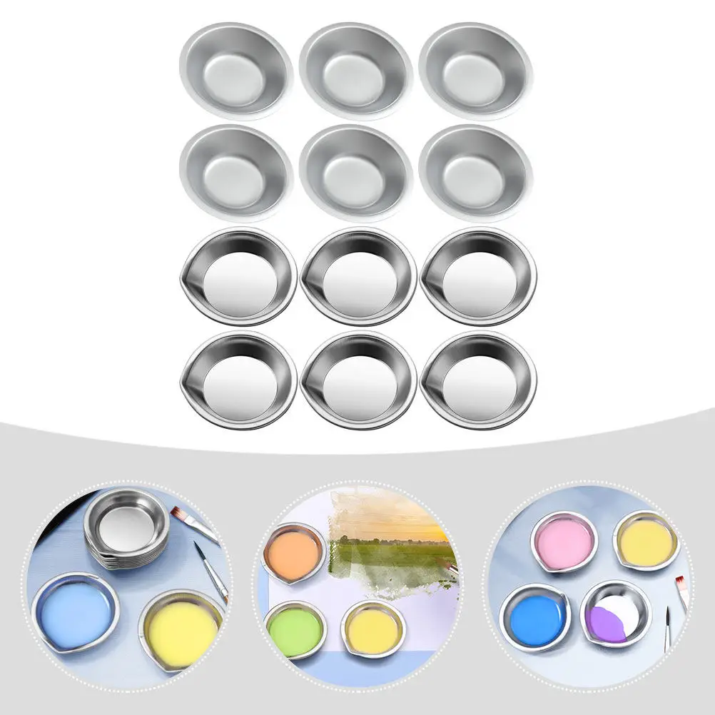 

12Pcs Multi-Function Stainless Watercolor Tray Set Non-Penetrating Easy-Clean Painting Plate for Watercolor Oil Propylene School