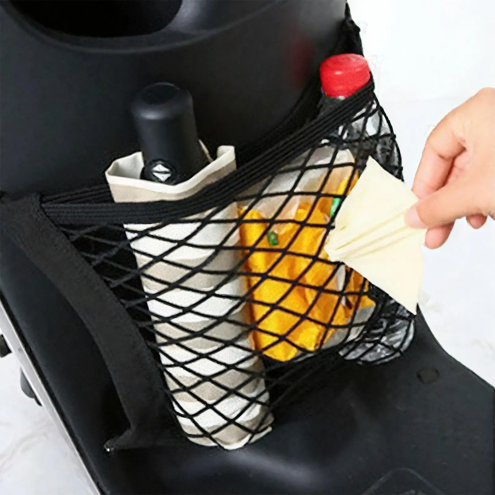 Motorcycle Cargo Net Stretch Net Heavy-Duty Elastic Mesh Cover with Quick-Release Holder Basket Carrier for Pickup SUV Luggage