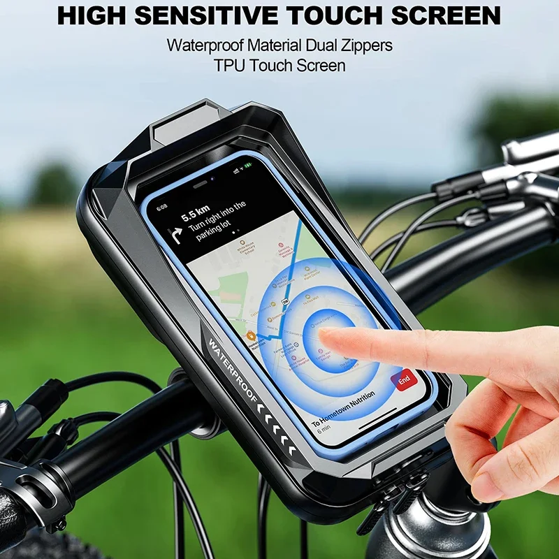 Waterproof Motorcycle Bike Mobile Phone Holder Case Support Universal Bicycle GPS 360 Adjustable Motorcycle Cellphone Holder Bag