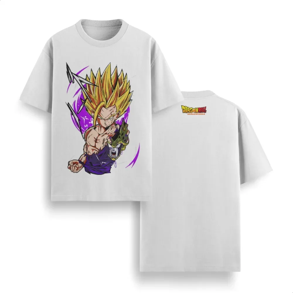 Camiseta de algodón puro Unisex Dragon Ball Super Saiyan, camiseta holgada informal con estampado de Anime para padres e hijos, camisa de manga corta 2026