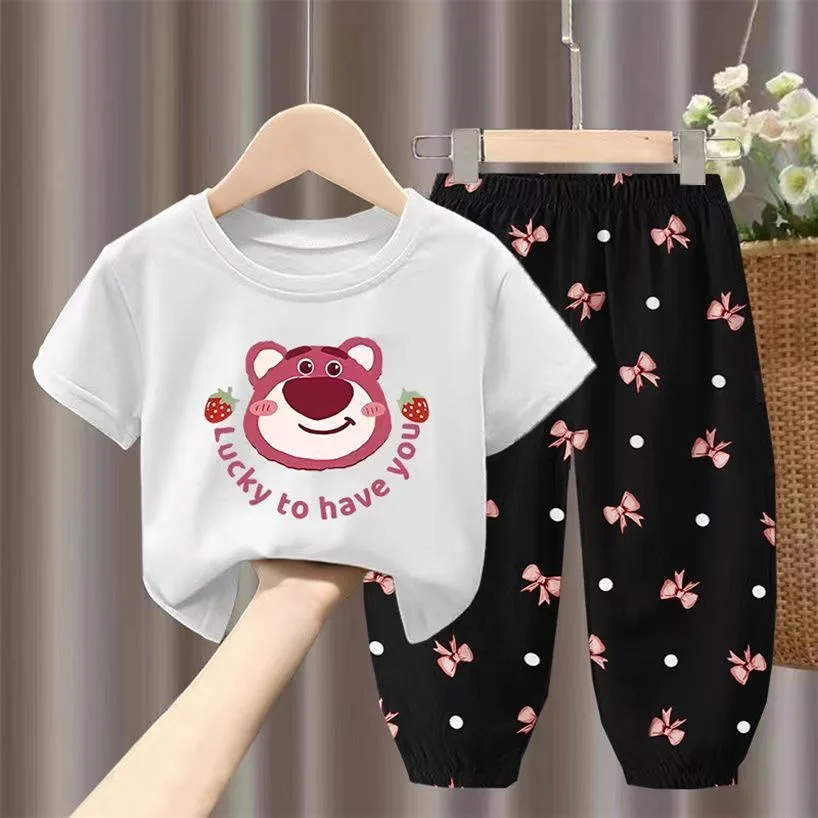 Summer Boys Clothes T-shirt & trousers 2 Pieces Set Teenage Girls & Boys Printing Lotso Fashion Casual Top & Bottom Outfit