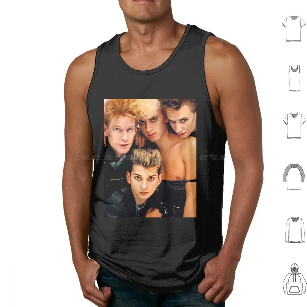 Dm 80s Lineup Tank Tops Estampado Algodón Música Para Las Masa Celebración Negra 80s Synth Dave Gahan Andrew Fletcher