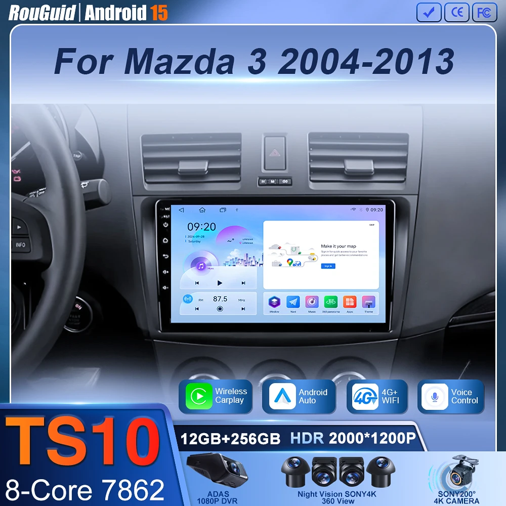 

For Mazda 3 2004-2013 Android 16Video Player Car Radio Multimedia Stereo Navigation Carplay Speakers Head Unit Audio GPS 2 Din