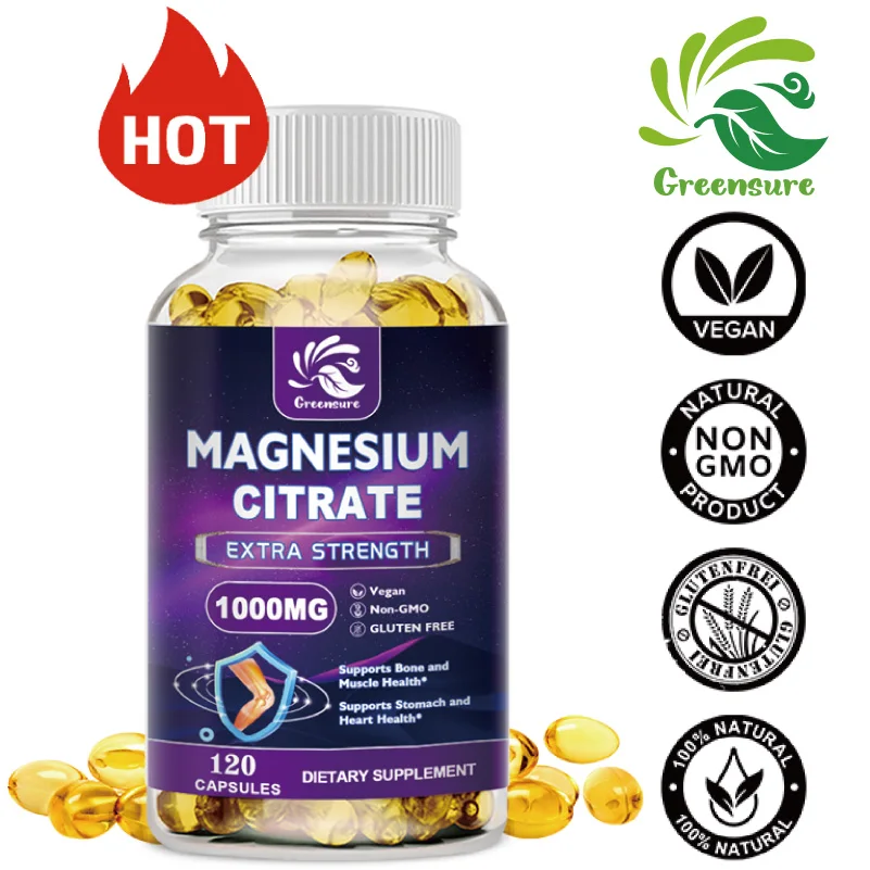

Magnesium Citrate Supplement | 1000 mg | 60/120 Capsules | Ultra Absorption | For Women and Men | Non-GMO and Gluten-Free