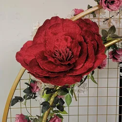 Red Giant Simulation Velvet Peony Flowers, Wedding Window Display, Home Decor, Photograph Props, Artificial Rose Flower Head
