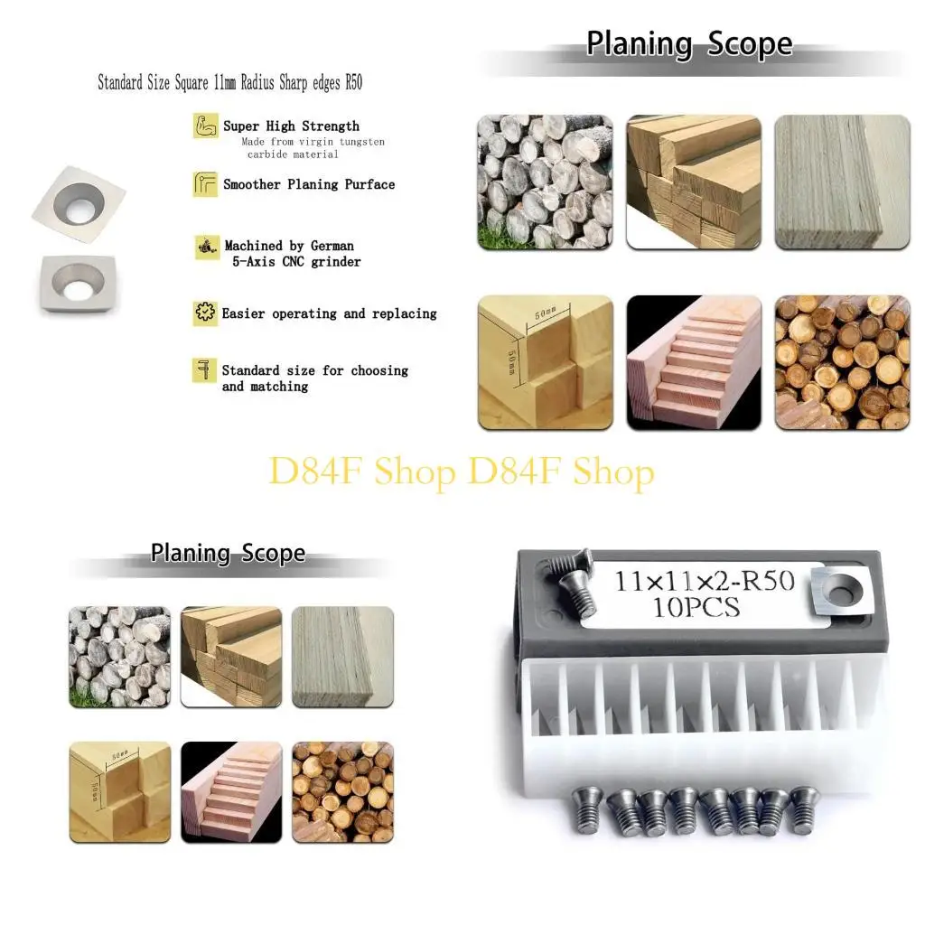 

D84F 10pcs / Pack 11mm Square Steel Cutter Knives Blade 11x11x2mm R50 with Screws Environmental Protect Knives