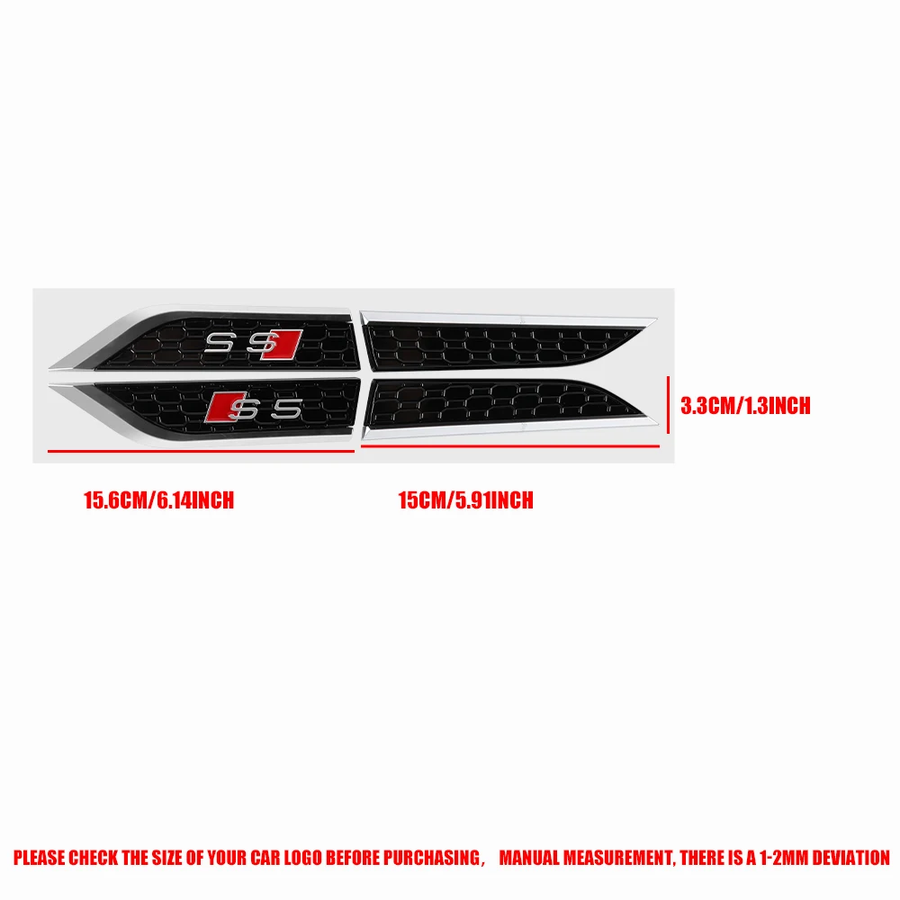 2pcs ABS RS5 S5 SLINE ABT Badge Car Fender Side Wing Emblem Sticker For AUDI A4 A5 A6 A7 A8 Q2 Q3 C7 C6 Q5 8R Auto Accessories