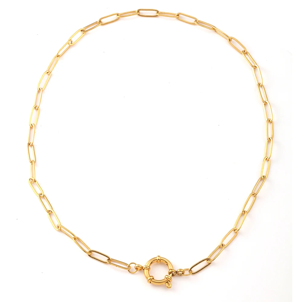 Choker neck Golden Women\'s Stainless Steel Necklace Large Cross Chain Fashionable and Simple Jewelry Necklace 2025 Women\'s Trend