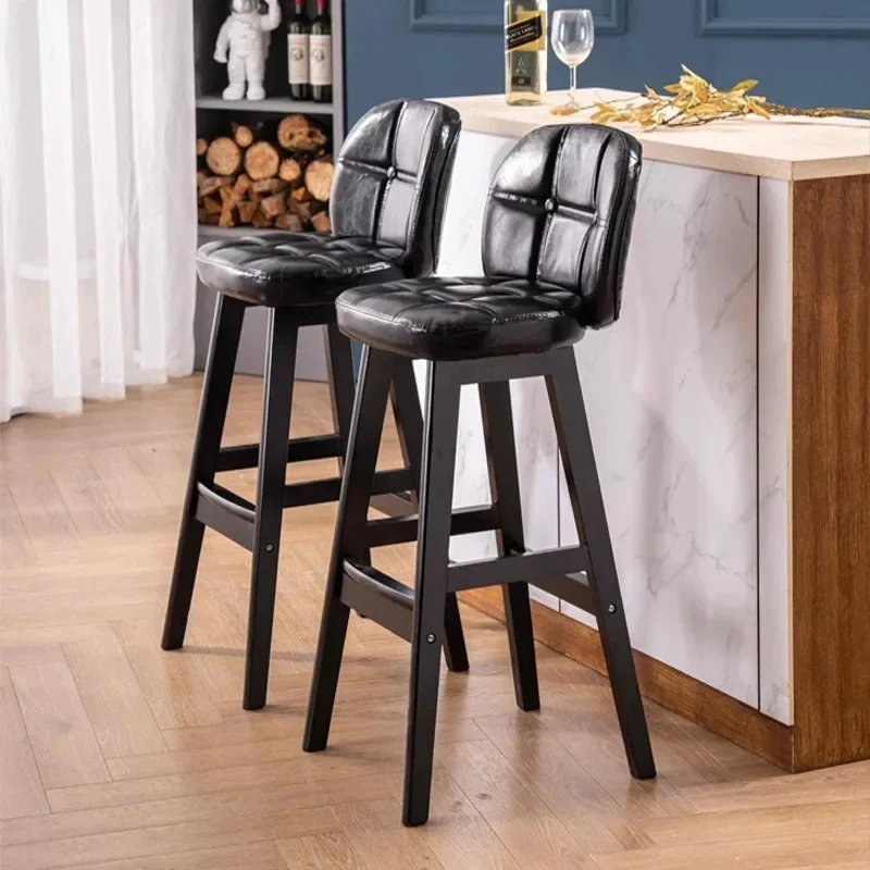 Island Breakfast Bar Chair Wooden Chairs Counter Design Stools Kitchen Backrest Sillas Altas Para Barra De Cocina Furniture