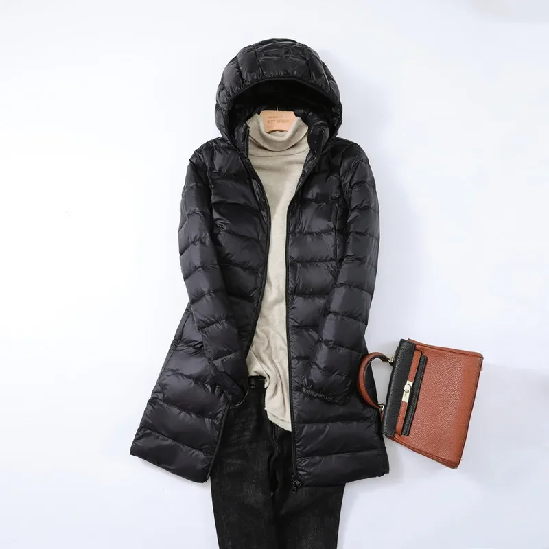 Autumn Winter Warm Women\'s Jacket 2023 New Korean Hooded Slim-fit X-long Mom Coat Plus Size 5xl 6xl Female Office Lady Jacket