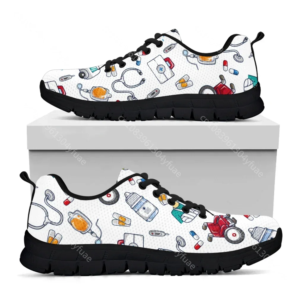간호사 캐주얼 신발 흰색 구급차 의료 장비 운동화 응급 처치 인쇄 여름 통기성 메쉬 운동화