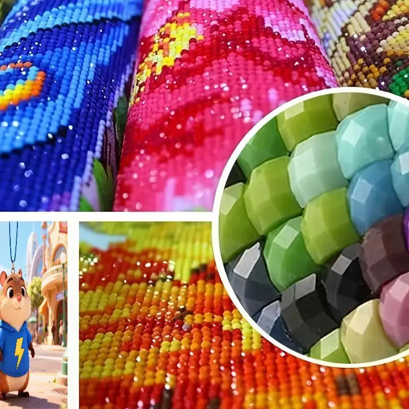 1 قطعة 5D الحفر الكامل DIY الماس طقم الطلاء ، لطيف الكرتون السنجاب الحيوان شخصية في الأزرق البرق هوديي ، جولة حجر الراين Em