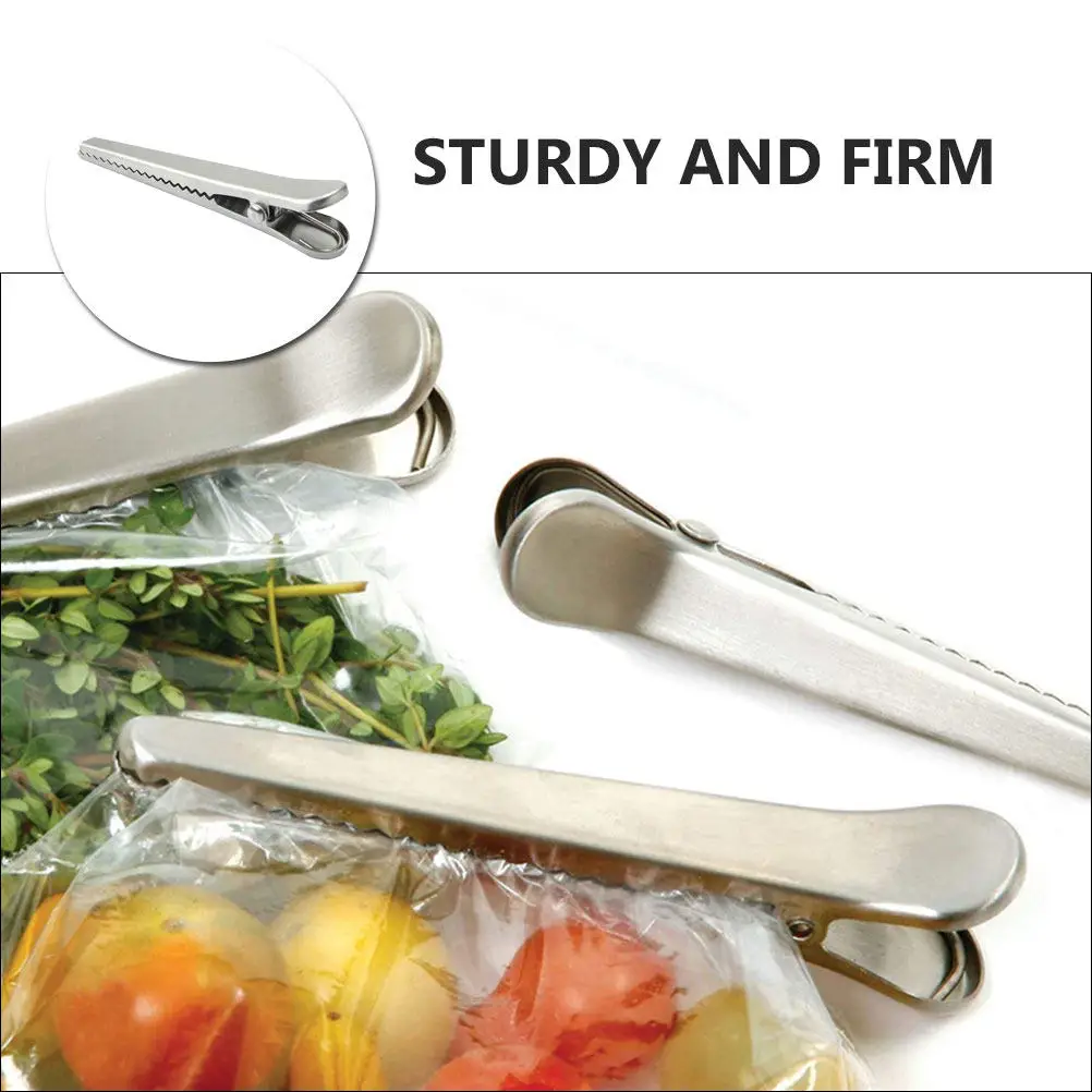 5Pcs Stainless Steel Alligator Clips Heavy Duty Bag Sealing Clips for Food Snack Bread Kitchen Use Bread Clip Serrated Clip