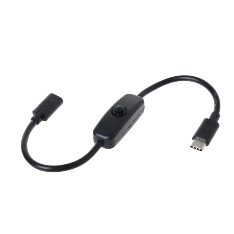 USB Type-C button Male to Female On/Off Power Supply 27cm Extension Cable Type C Power Supply Cord