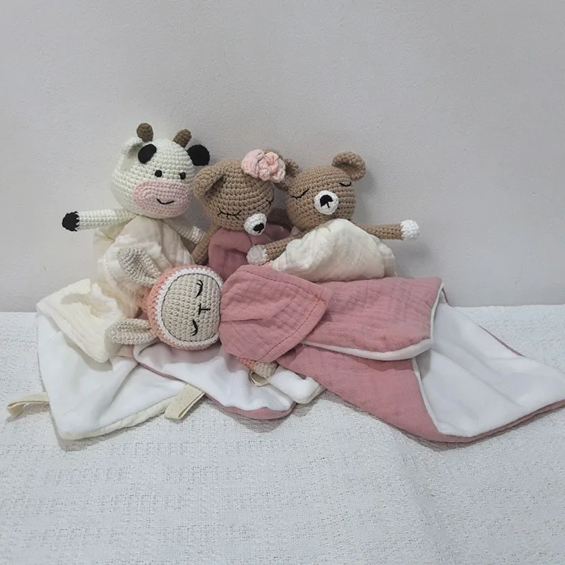 Personalized Lovely Blanket Cotton Gauze Baby Towel Bunny Ear Rabbit Doll Baby Comforters Blanket Soothing Towel Newborn Face To