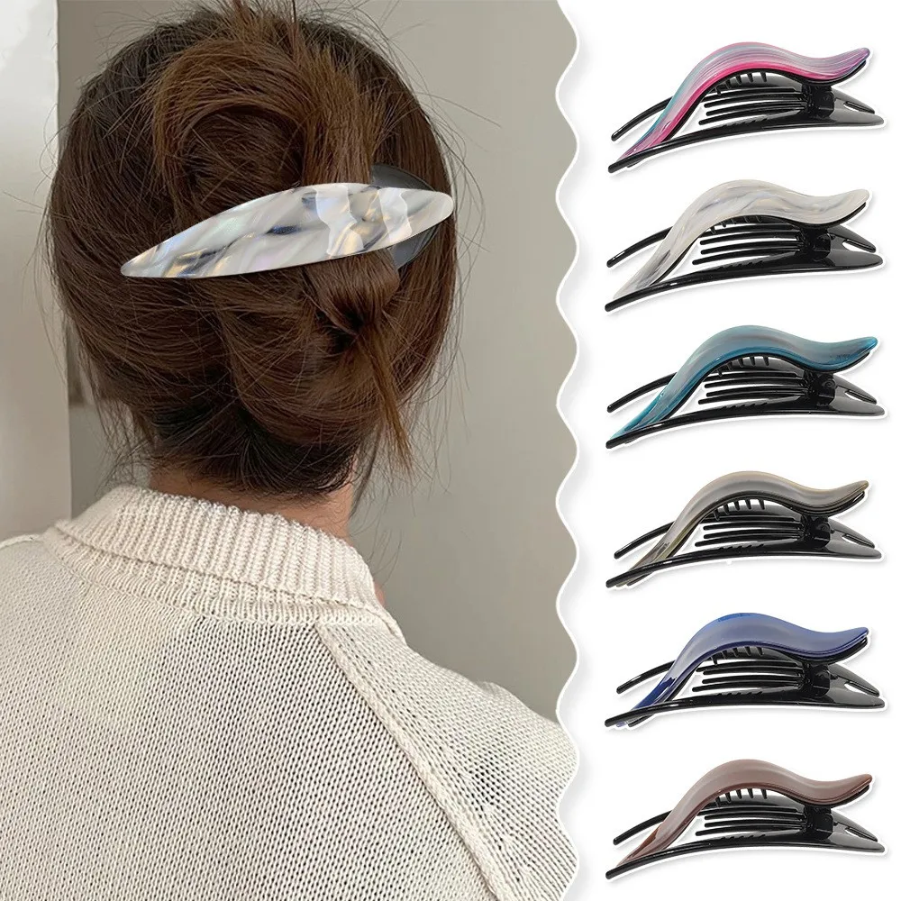 New Fashion Very LargeLuxury Boutique Simple Striped Duck Beak Clip Hairpin Barrettes for Women Girl Accessories Headwear