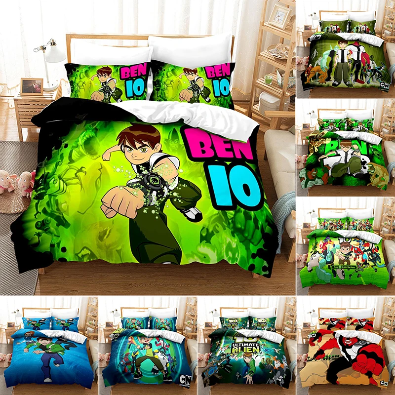 3D Cartoon Ben10 Duvet Cover with Pillow Cover Bedding Set  Single Double Twin Full Queen King Size Bed Set for Bedroom Decor